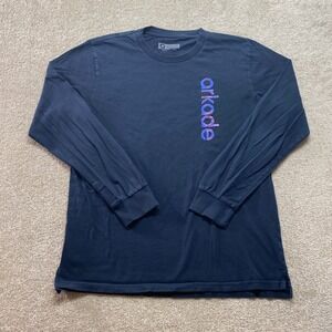 Arkade Shirt Mens Large Black Long‎ Sleeve Graphic Print Cotton Casual